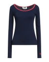 Eenk Woman T-shirt Midnight Blue Size S Rayon, Elastane, Cotton In Blue