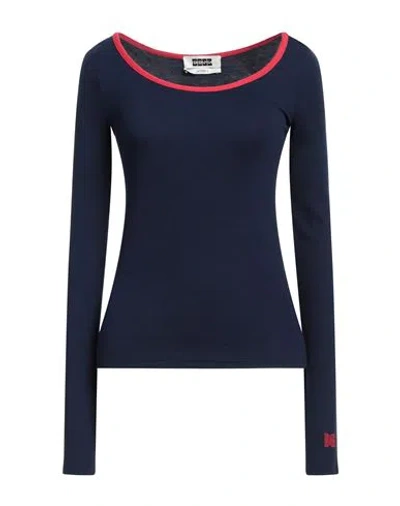 Eenk Woman T-shirt Midnight Blue Size S Rayon, Elastane, Cotton