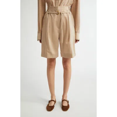 Eenk Wool Belted Bermuda Shorts In Beige