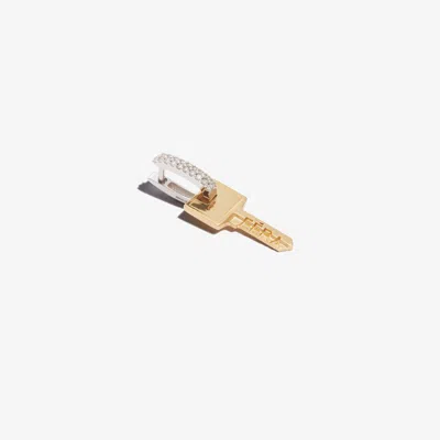 Eéra 18k White And Yellow Gold Key Small Diamond Earring