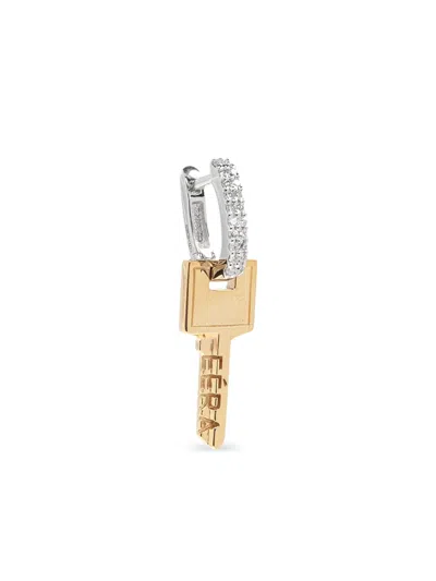 Eéra 18k White And Yellow Gold Key Small Diamond Single Earring