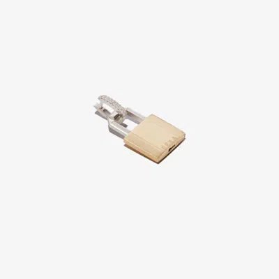 Eéra 18k White And Yellow Gold Lock Large Diamond Earring In Silver