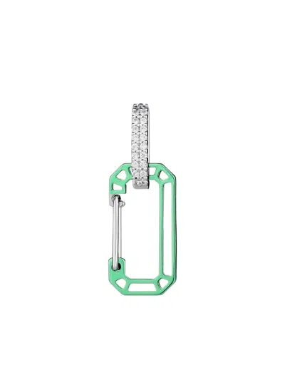 Eéra 18k White Gold Anima Chiara Diamonds Single Earring In Green