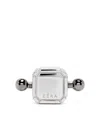 Eéra 18k White Gold Black Bar Square Post Earring In Silver