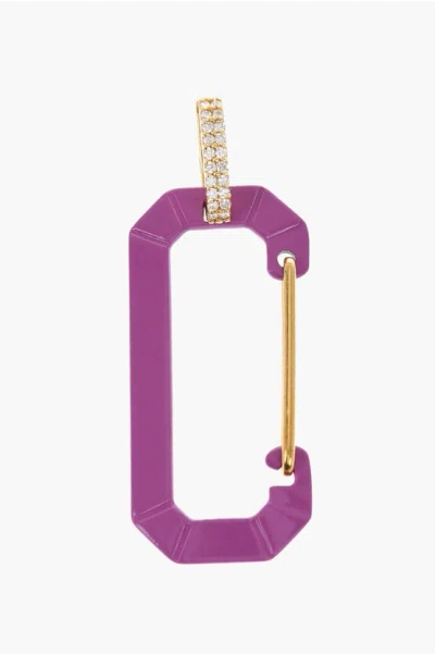 Eéra 18k White Gold Chiara Single Earring With Snap Hook In Purple