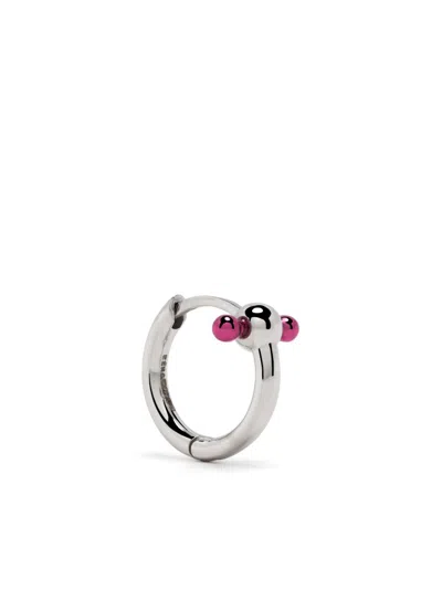 Eéra 18k White Silver Pink Bar Mini Hoop Earrings