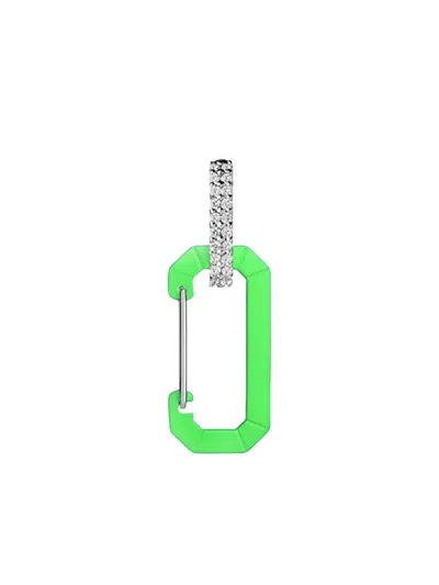 Eéra 18k White Gold Small Chiara Diamond Earring In Green