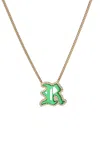 Eéra 18k Yellow Gold And Green Initial Necklace