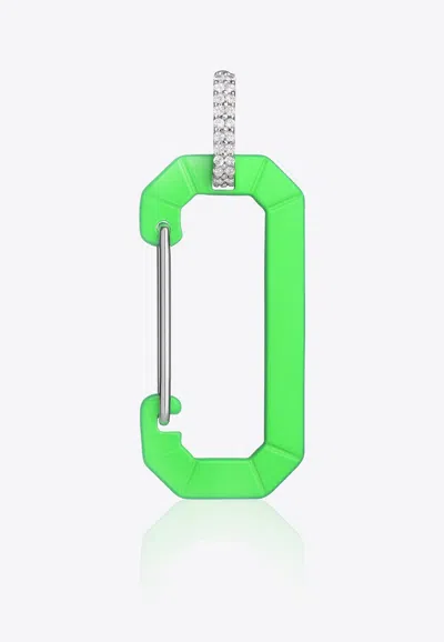Eéra Big Fluo Chiara 18k Gold Single Earring With Diamonds In Green