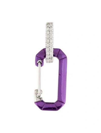 Pre-owned Eéra Diamond Chiara Single Drop Earring In Purple