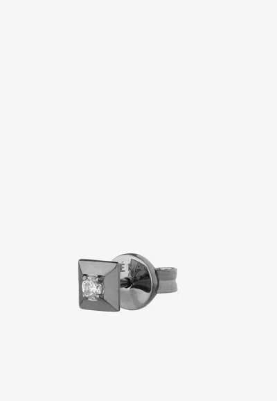 Eéra Medium Diamond Mini Single Stud Earring In 18-karat White Gold In Gray