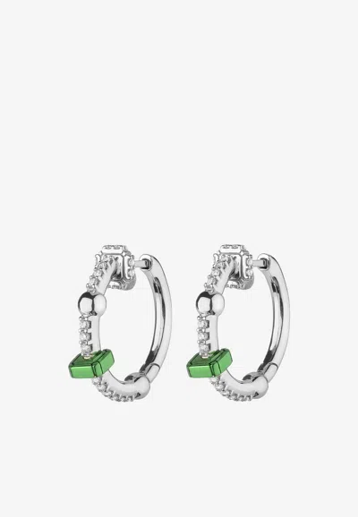 Eéra Mini Hoop Earrings In 18-karat White Gold With Diamonds In Metallic