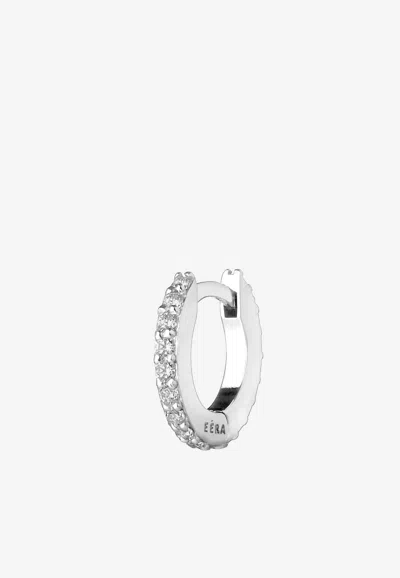 Eéra Mini Single Diamond Paved Hoop Earring In 18-karat White Gold In Silver