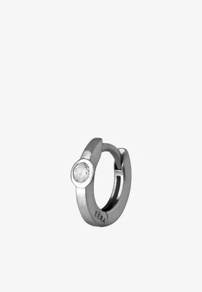 Eéra Mini Single Hoop Earring In 18-karat White Gold With Diamond In Gray