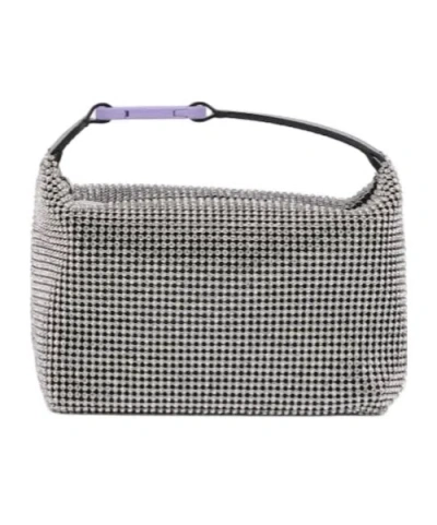 Eéra Moonbag Embellished Mesh Shoulder Bag In Gray