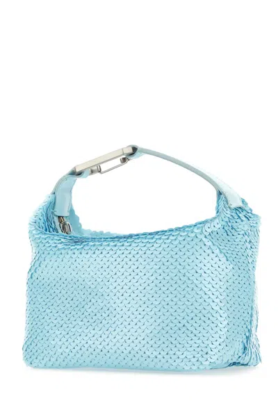 Eéra Pastel Light-blue Sequins Moonbag Handbag In Skyblue