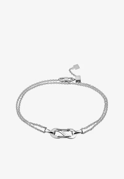 Eéra Romy Double Chain Bracelet In 18-karat White Gold In Silver