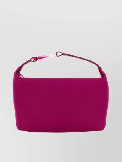 Eéra Satin Moonbag With Leather Handle And Detachable Strap In Pink