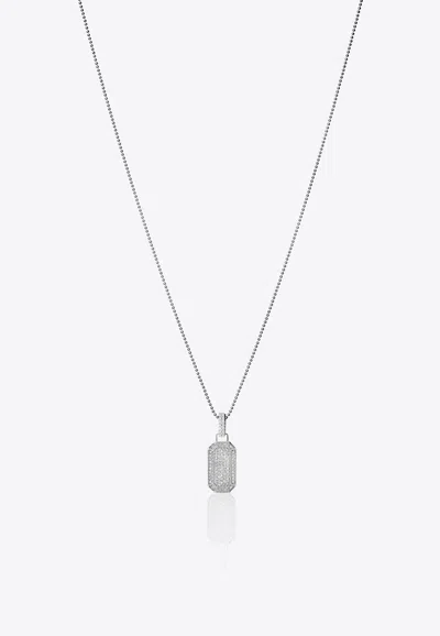 Eéra Small Tokyo Diamond Pave Necklace In 18k White Gold In Metallic