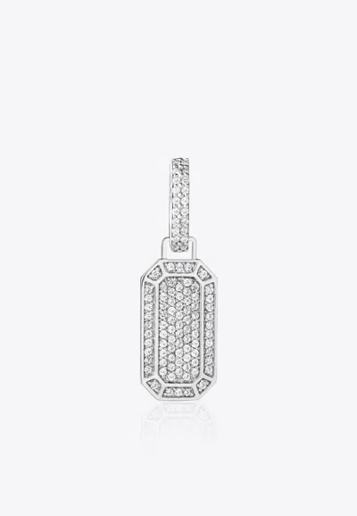 Eéra Small Tokyo Diamond Pave Single Earring In 18k  White Gold In Metallic