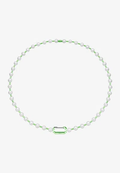 Eéra Small Vita 18-karat White Gold Pearl Necklace In Green
