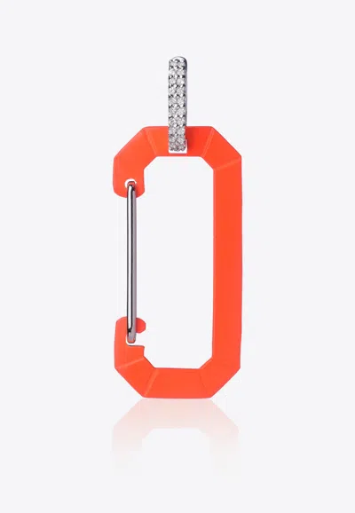 Eéra Special Order - Big Fluo Chiara 18k Gold Single Earring With Diamonds In Orange