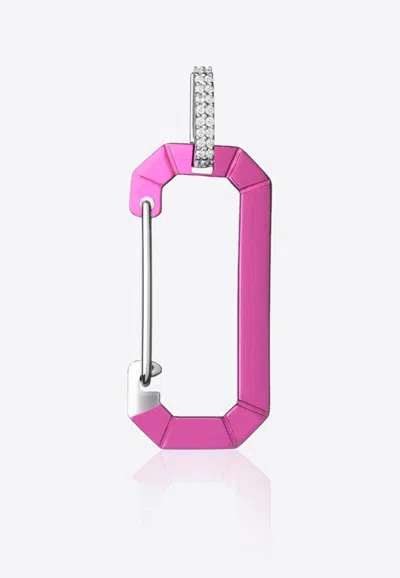 Eéra Special Order - Big Metallic Chiara Single Earring With Diamonds In Pink