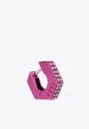 Eéra Special Order - Diamond Embellished Mini Dado Hoop Earring In 18-karat Gold In Fuchsia