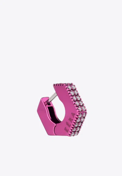 Eéra Special Order - Diamond Embellished Mini Dado Hoop Earring In 18-karat Gold In Fuchsia