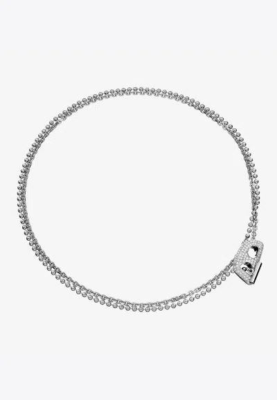 Eéra Special Order - Diamond Embellished Stone Necklace In 18-karat Gold In Silver