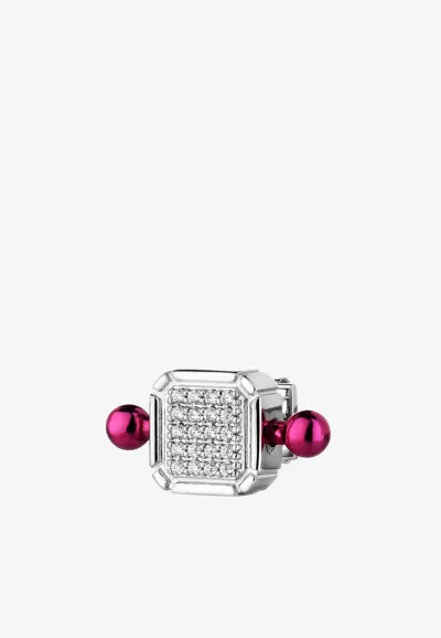 Eéra Special Order - Diamond Stud Square Piercing Earring In 18-karat Gold In White Gold