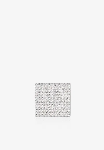 Eéra Special Order - Long Beach Diamond Stud Earring In 18-karat White Gold In Silver