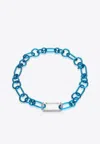 Eéra Special Order - Lucy Metallic Necklace In Silver And 18k White Gold With Diamonds In Blue