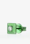 Eéra Special Order - Mini Eéra Single Block Stud Earring In 18-karat Gold With Diamond In Green