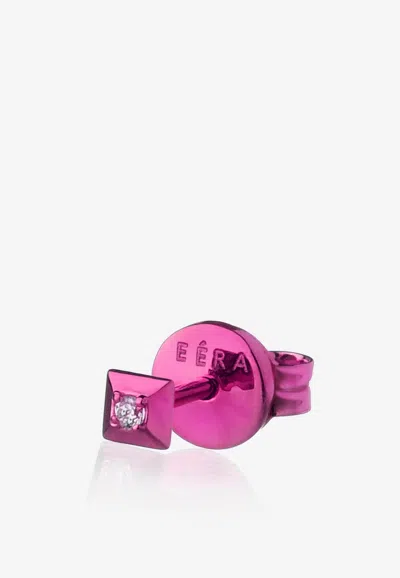 Eéra Special Order - Mini Eéra Single Stud Earring In 18-karat Gold With Diamond In Pink