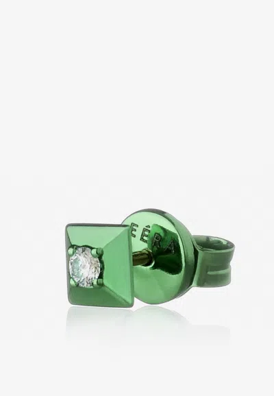 Eéra Special Order - Mini Eéra Stud Earring In 18-karat Gold With Diamond In Green