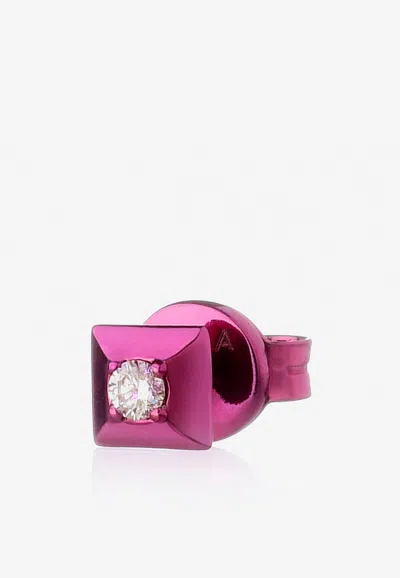 Eéra Special Order - Mini Eéra Stud Earring In 18-karat Gold With Diamond In Pink