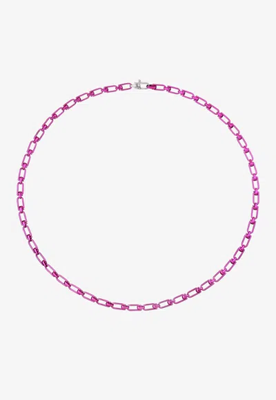 Eéra Special Order - Reine Silver Necklace In Fuchsia