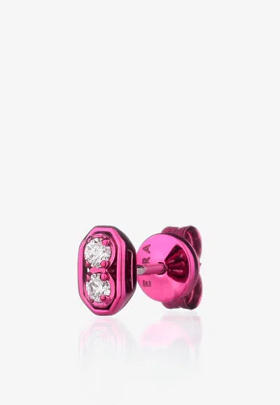 Eéra Special Order - Roma Diamond Stud Earring In 18-karat White Gold In Fuchsia