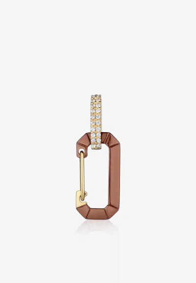 Eéra Special Order - Small Metallic Chiara Single Earring With Diamonds In Brown