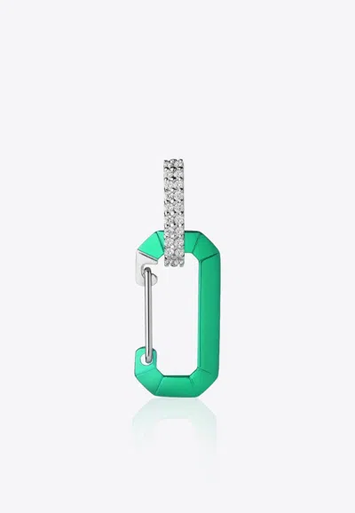 Eéra Special Order - Small Metallic Chiara Single Earring With Diamonds In Green