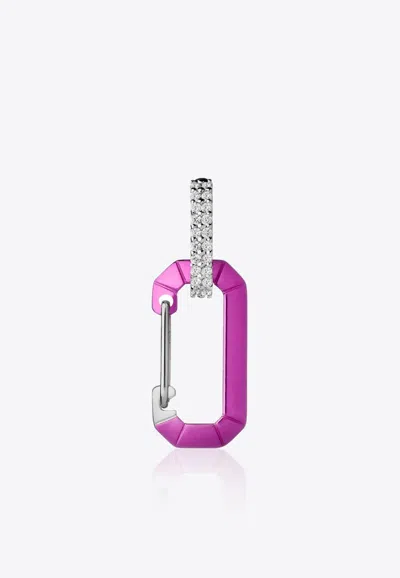 Eéra Special Order - Small Metallic Chiara Single Earring With Diamonds In Pink