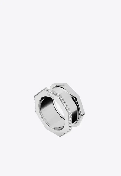 Eéra Special Order - Tubo Diamond Embellished Ring In 18-karat Gold In White Gold