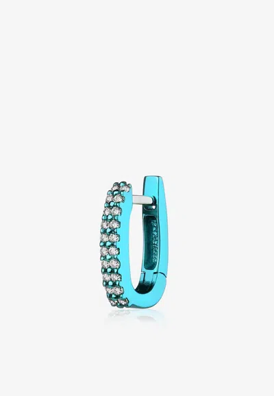 Eéra Special Order - Basice Single Earring In 18-karat White Gold With Diamonds In Blue