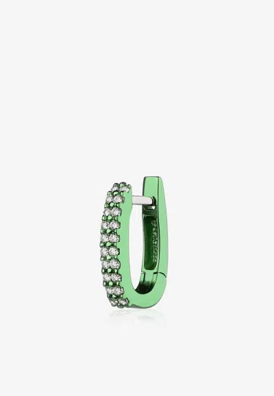 Eéra Special Order - Basice Single Earring In 18-karat White Gold With Diamonds In Green