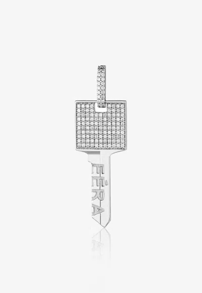 Eéra Special Order - Big Key Single Earring In 18-karat White Gold With Diamonds In Purple