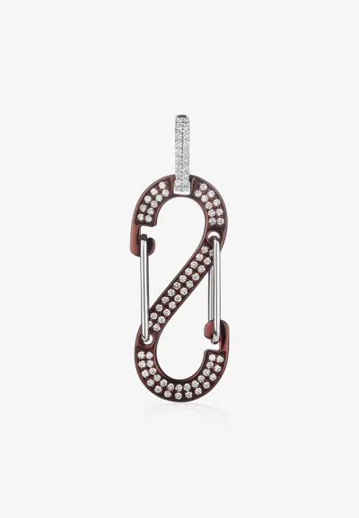 Eéra Special Order - Big Romy Diamond Pave Single Earring In 18-karat White Gold In Brown