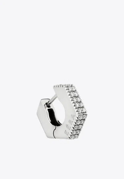 Eéra Special Order - Diamond Embellished Mini Dado Hoop Earring In 18-karat Gold