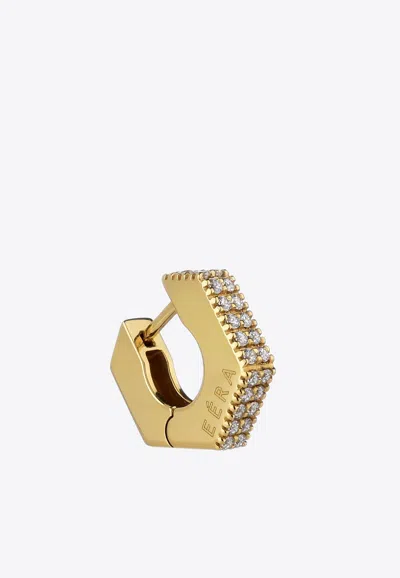 Eéra Special Order - Diamond Embellished Mini Dado Hoop Earring In 18-karat Gold