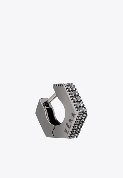 Eéra Special Order - Diamond Embellished Mini Dado Hoop Earring In 18-karat Gold In Silver